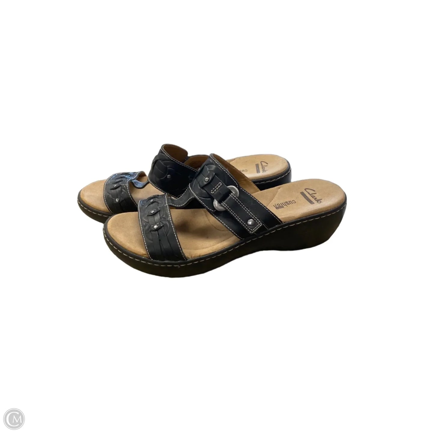 Sandals Heels Wedge By Clarks In Black, Size: 9.5