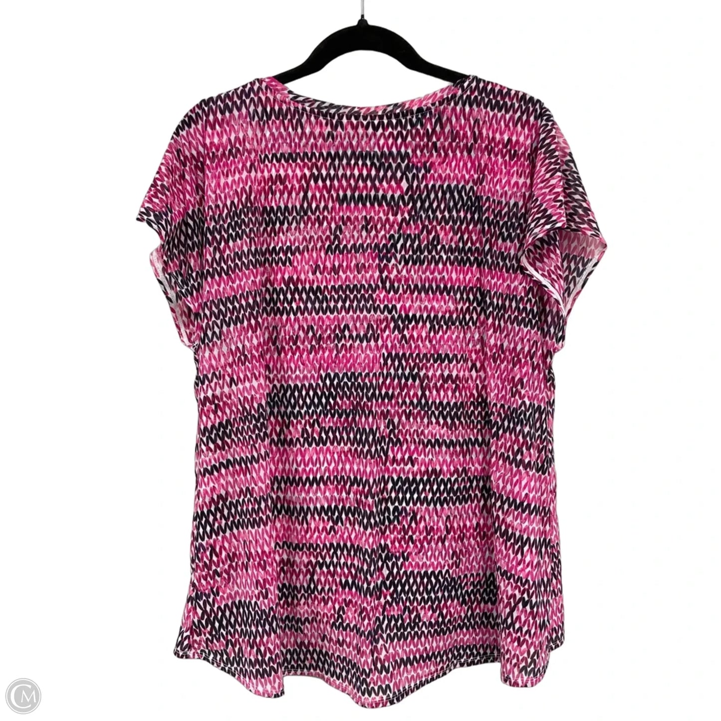 Top Short Sleeve By Dana Buchman In Black & Pink, Size: Xl