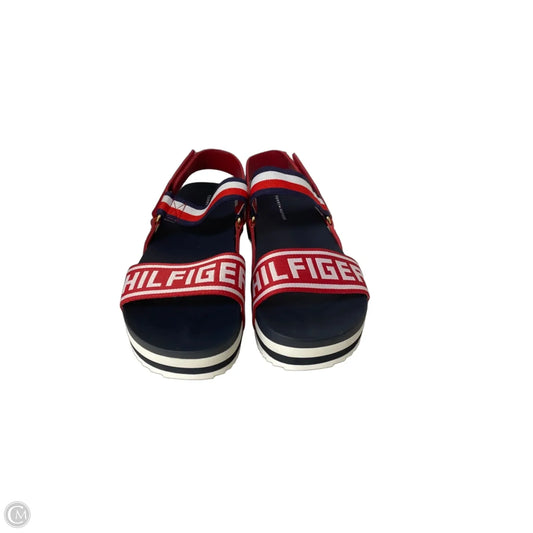 Sandals Heels Platform By Tommy Hilfiger In Blue & Red & White, Size: 10