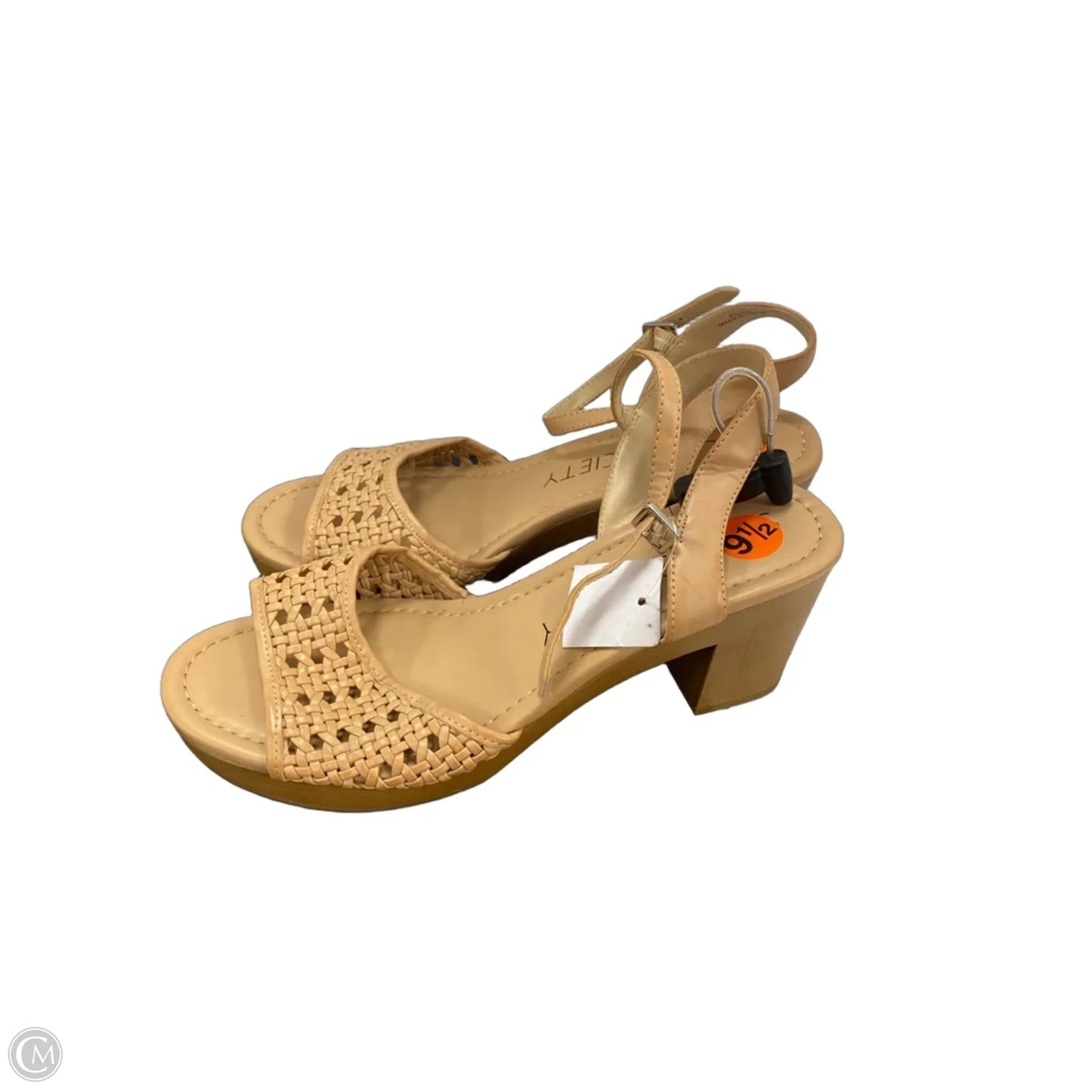 Sandals Heels Block By Sole Society In Tan, Size: 9.5