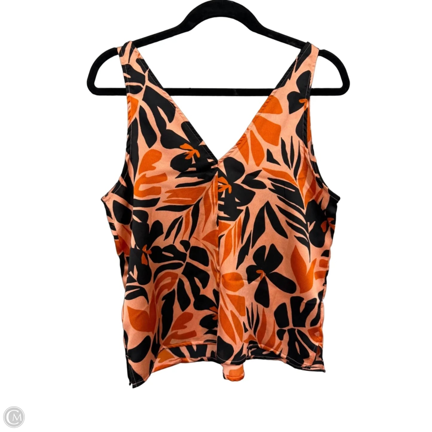 Top Sleeveless By Old Navy In Black & Orange, Size: M