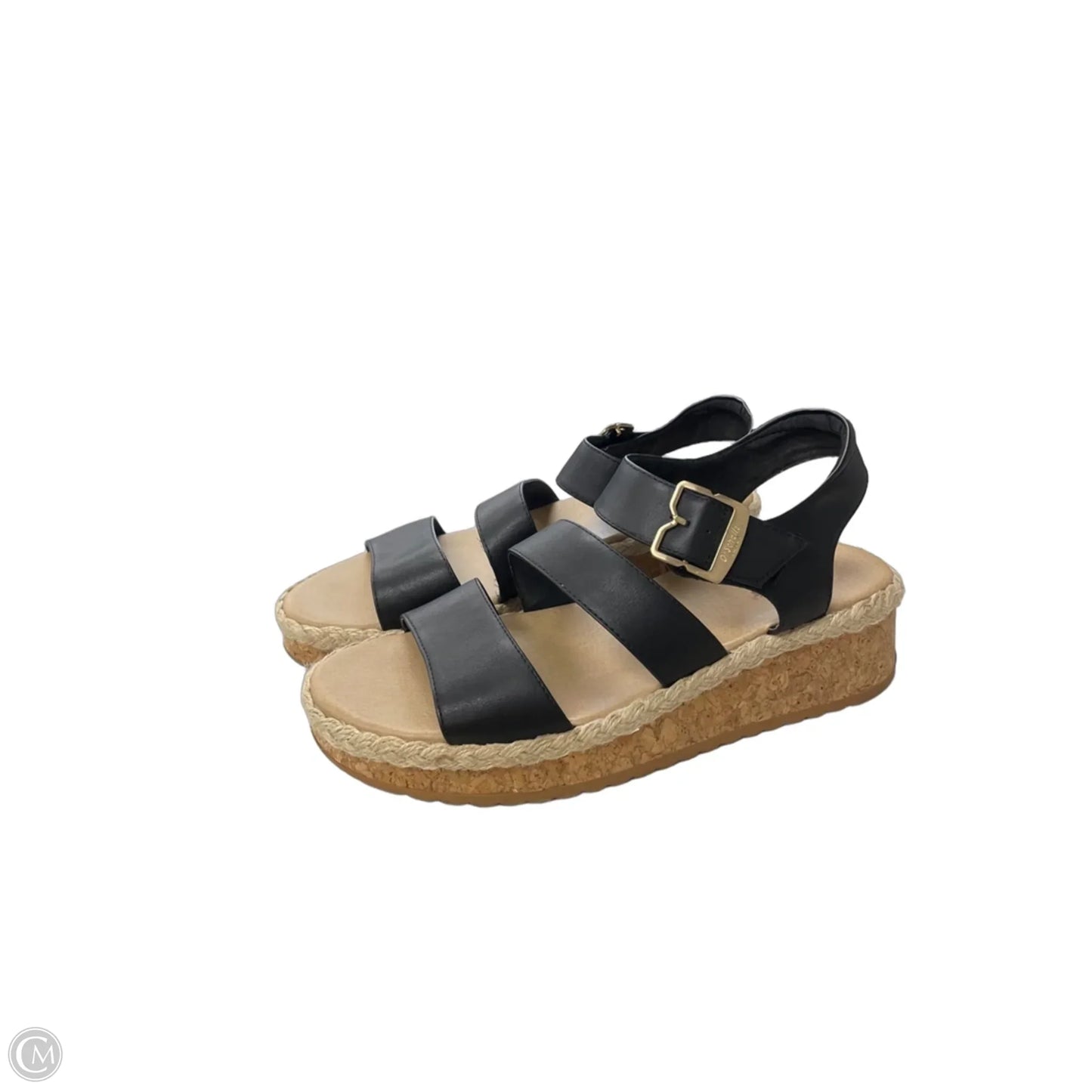 Sandals Heels Wedge By Dr Scholls In Black & Tan, Size: 10