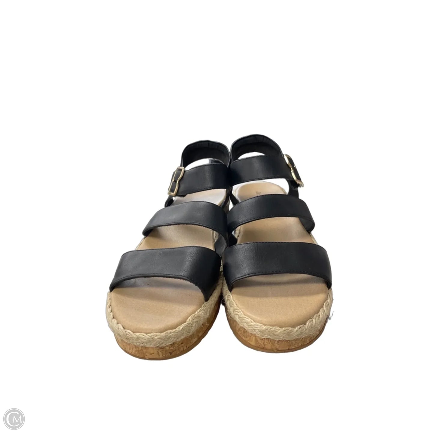 Sandals Heels Wedge By Dr Scholls In Black & Tan, Size: 10