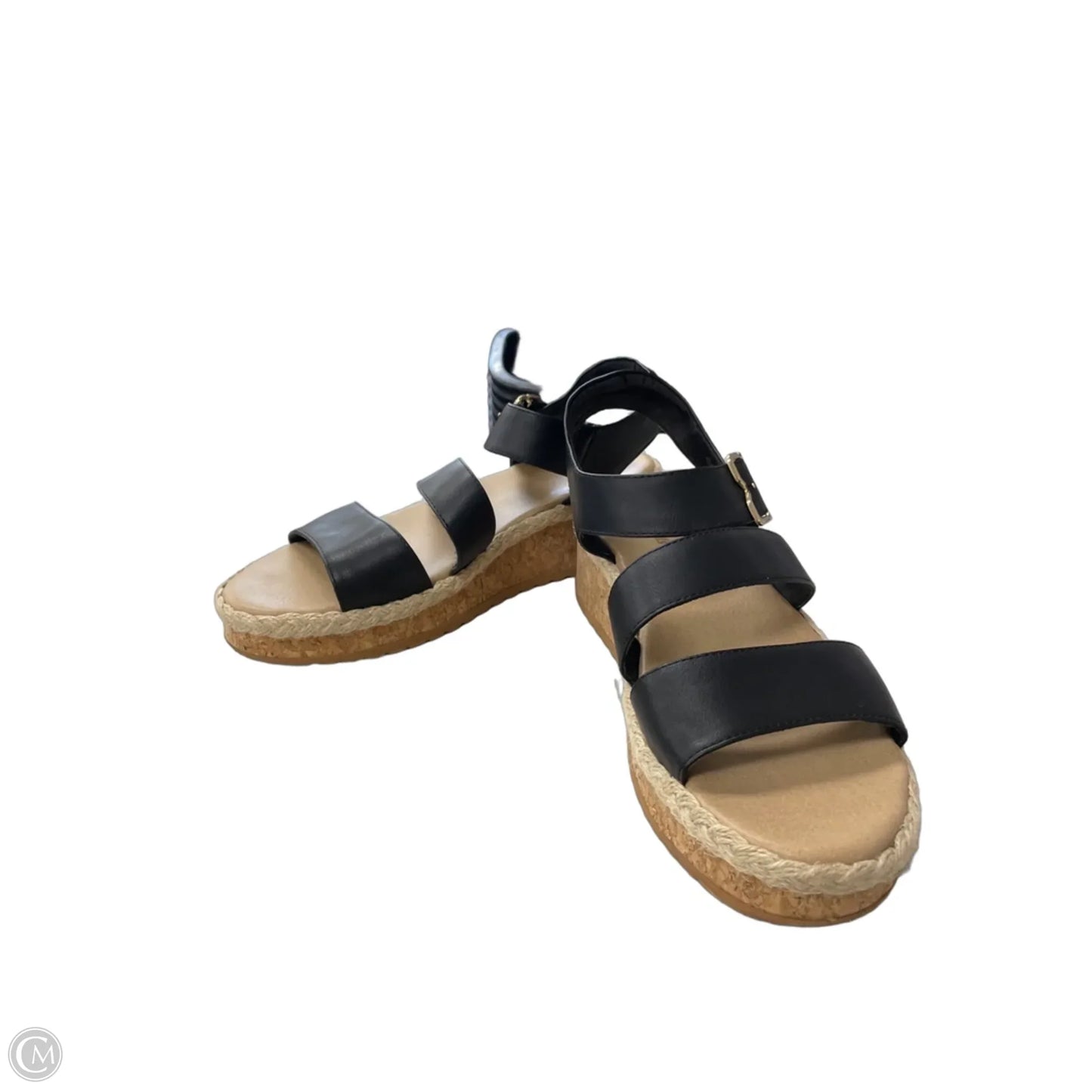 Sandals Heels Wedge By Dr Scholls In Black & Tan, Size: 10