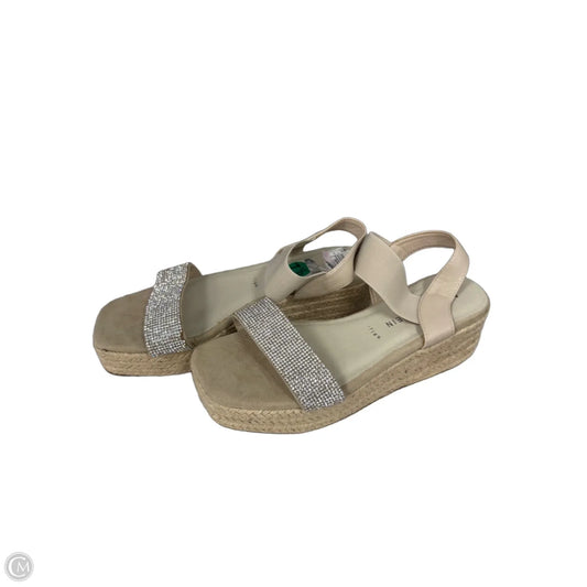 Sandals Heels Wedge By Anne Klein In Silver & Tan, Size: 7.5