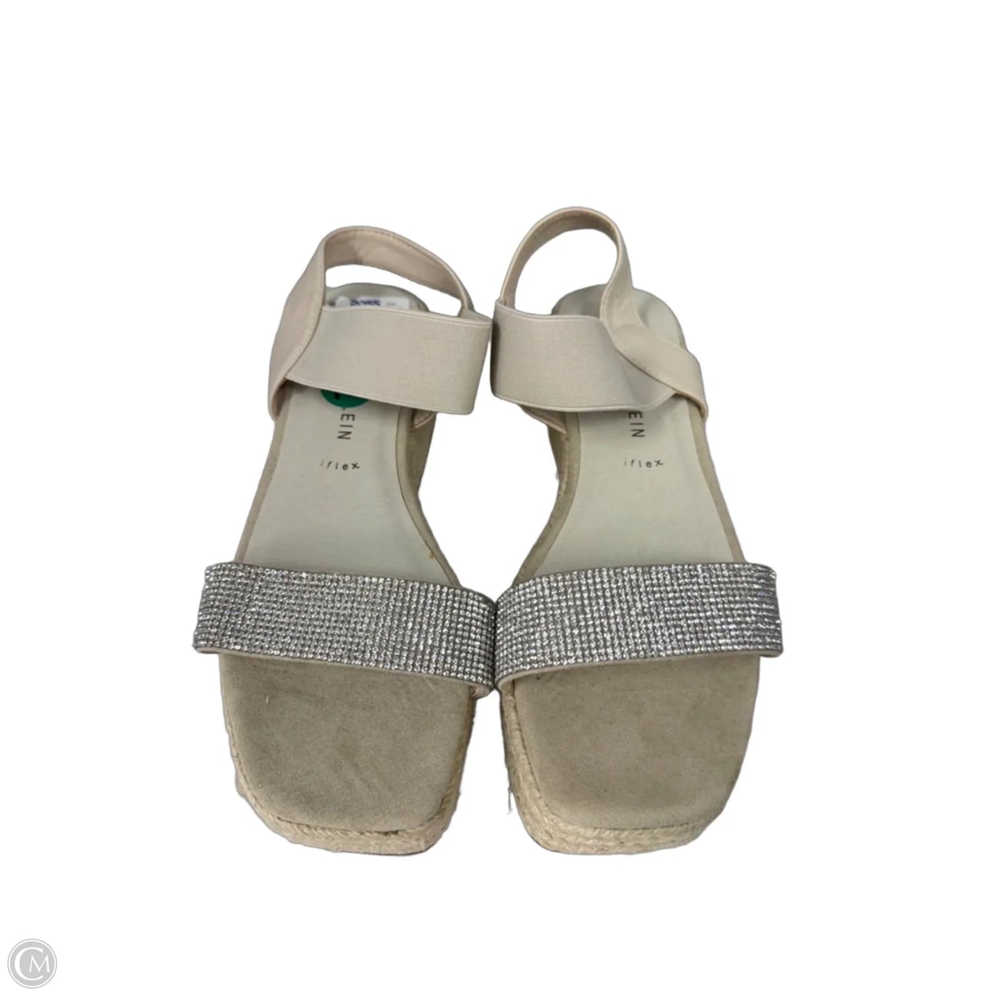 Sandals Heels Wedge By Anne Klein In Silver & Tan, Size: 7.5