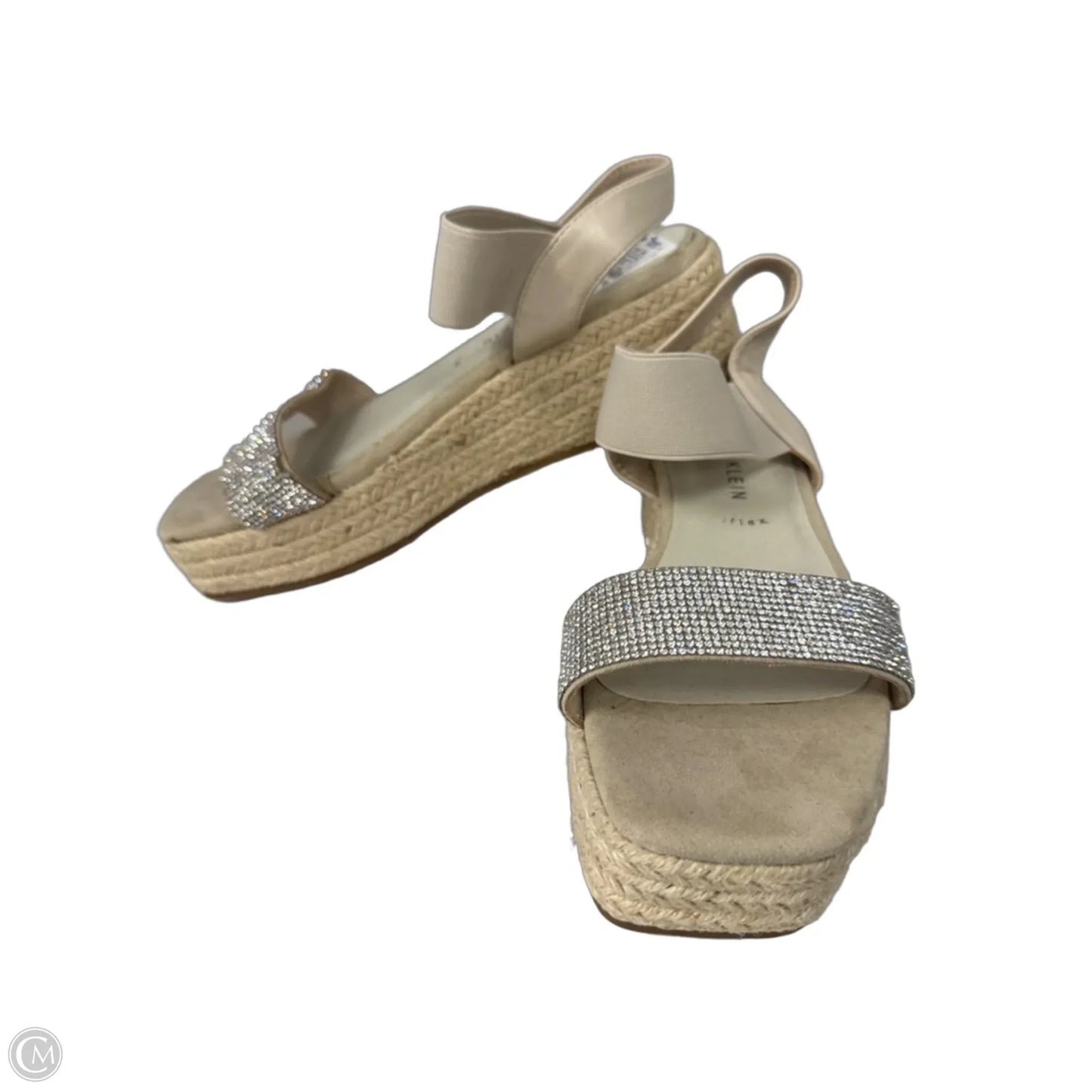 Sandals Heels Wedge By Anne Klein In Silver & Tan, Size: 7.5
