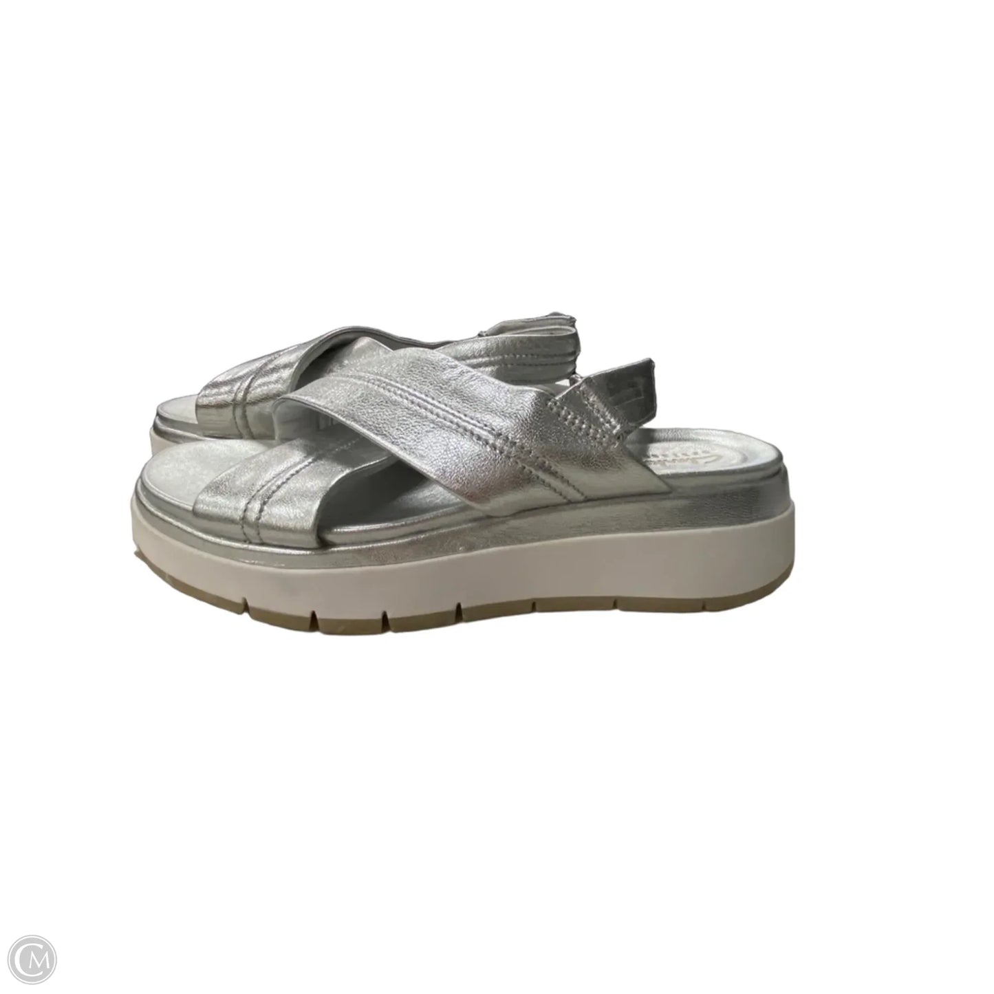 Sandals Heels Platform By Clarks In Silver, Size: 8.5
