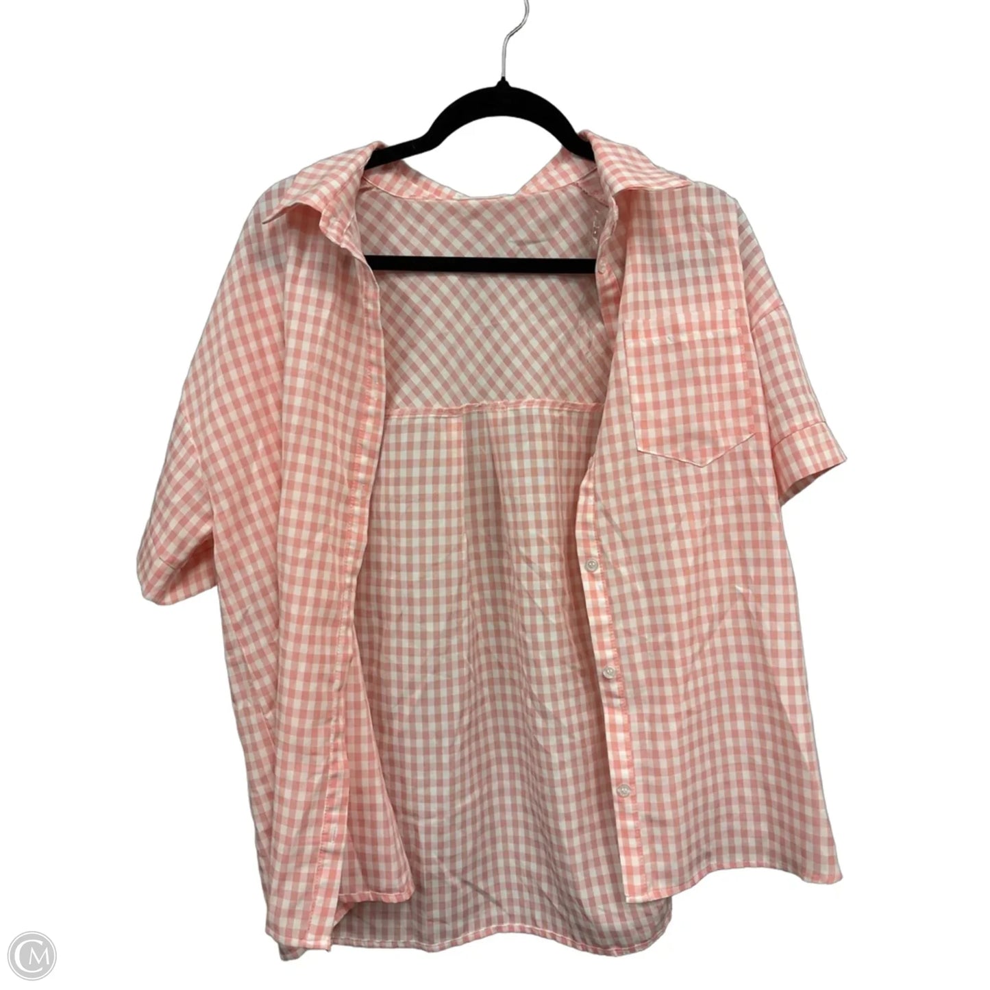 Top Short Sleeve By Andree By Unit In Checkered Pattern, Size: M