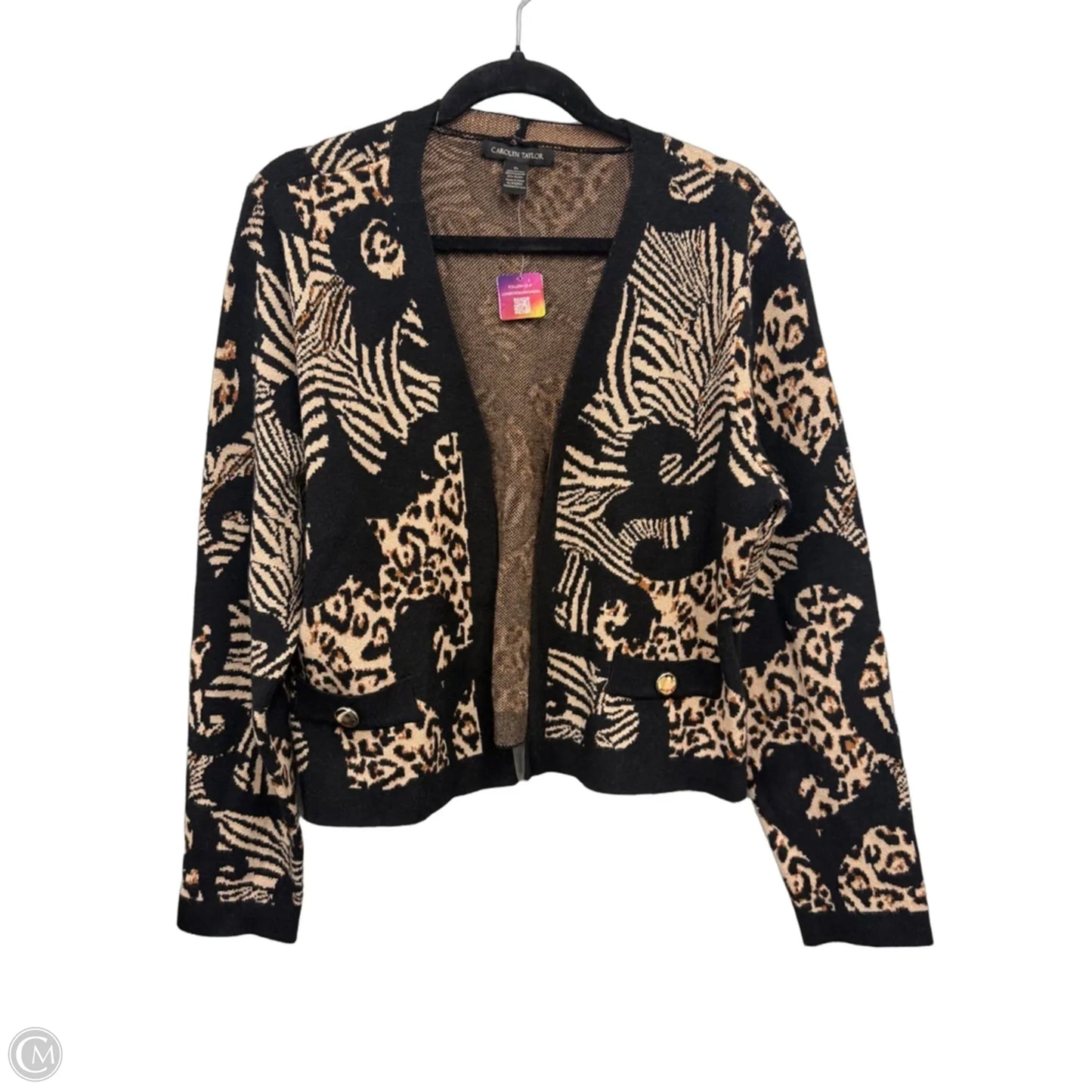Cardigan By Carolyn Taylor In Animal Print, Size: Xl