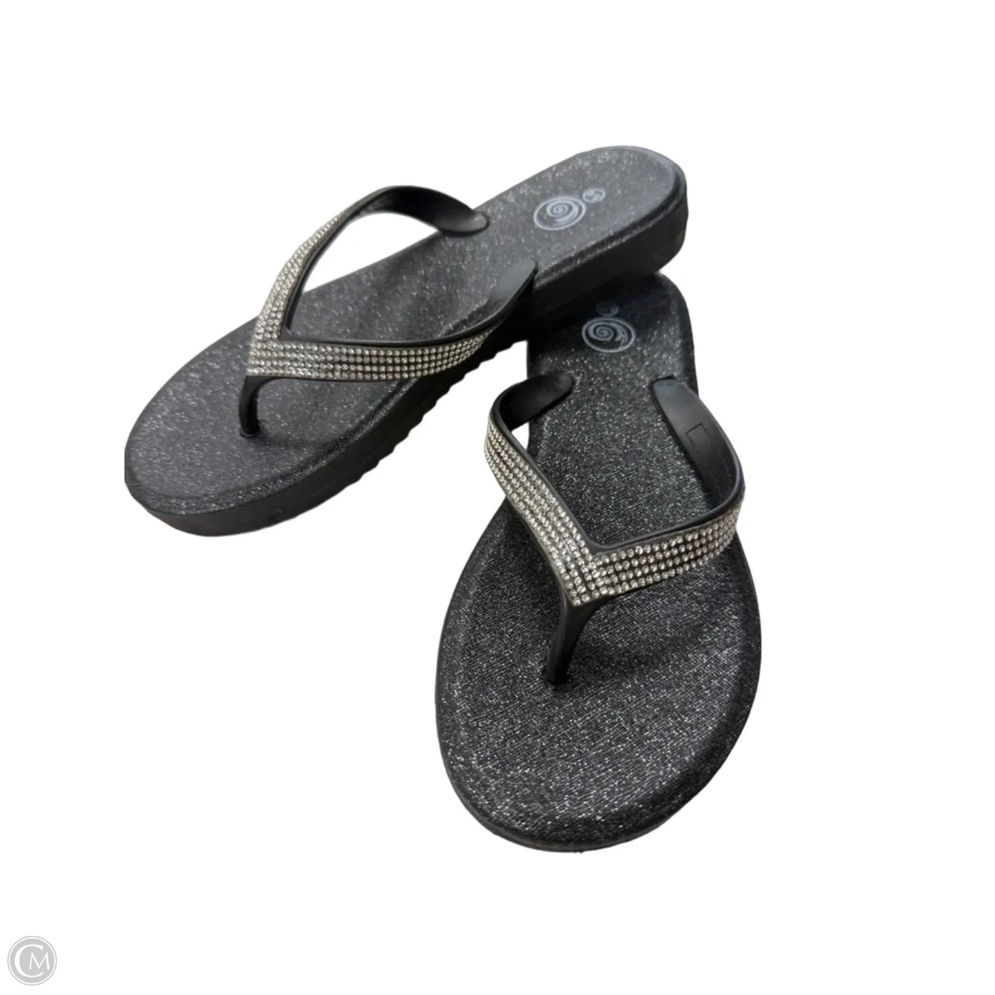 Sandals Flip Flops By Clothes Mentor In Silver & White, Size: 5.5