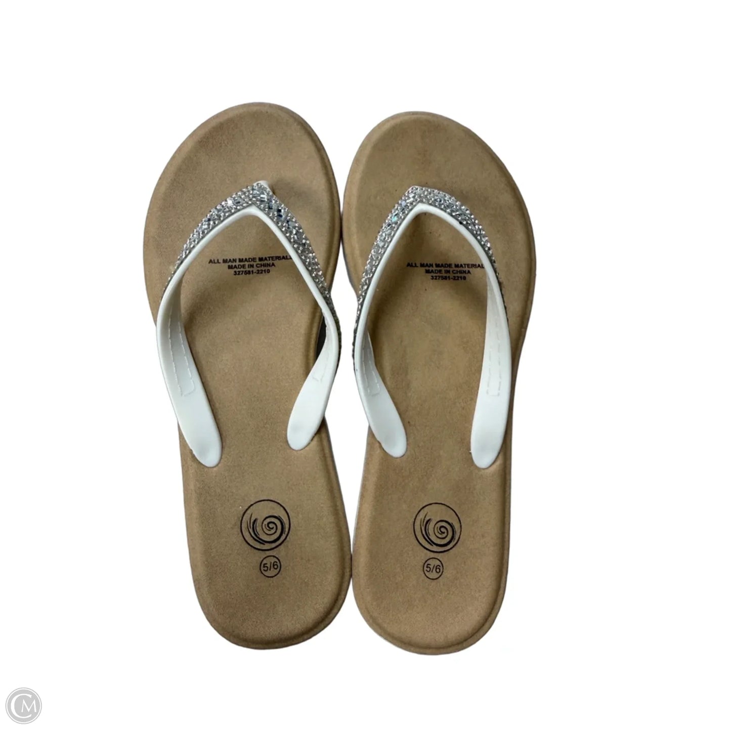 Sandals Flip Flops By Clothes Mentor In Grey & Silver, Size: 5.5