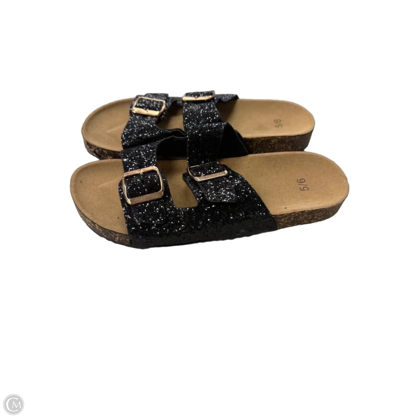 Sandals Flats By Clothes Mentor In Black, Size: 5.5