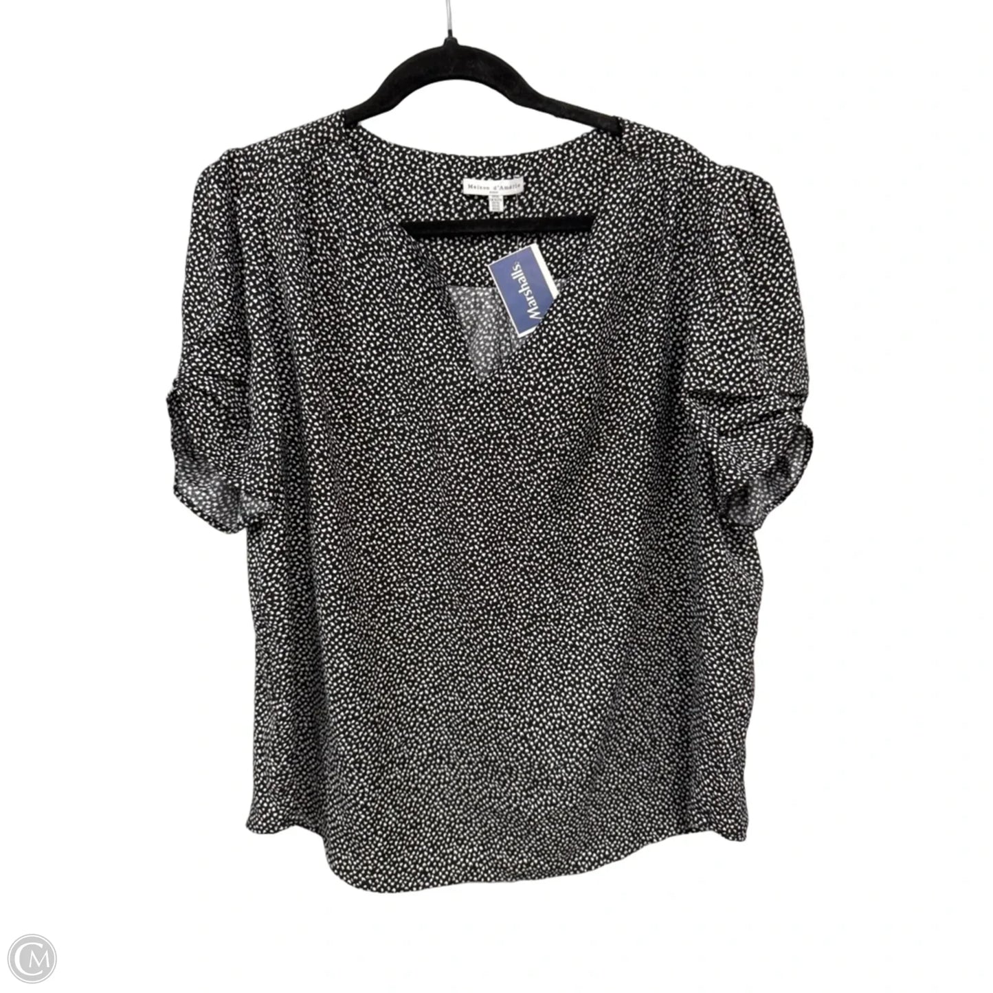 Top Short Sleeve By Maison Damelie In Black & White, Size: Xl