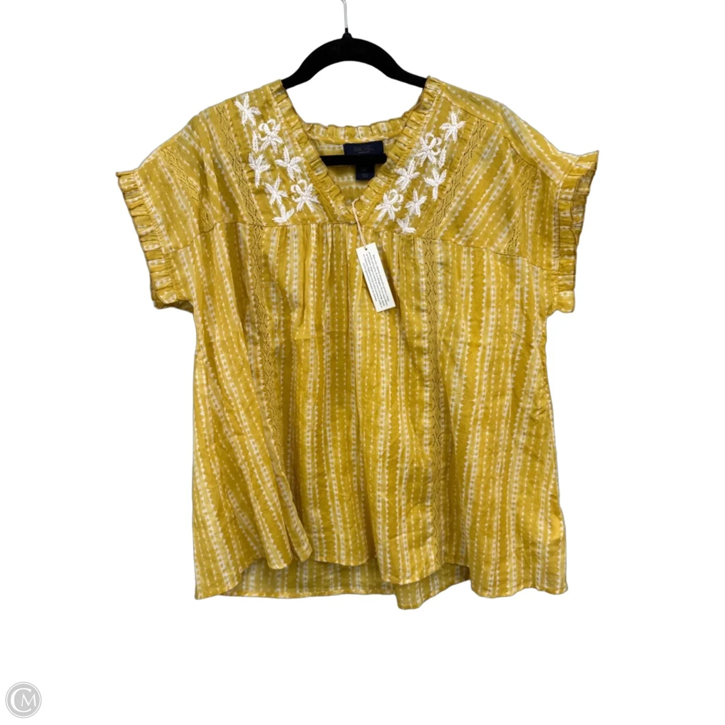 Top Short Sleeve By Rachel Roy In Gold & White, Size: Xl