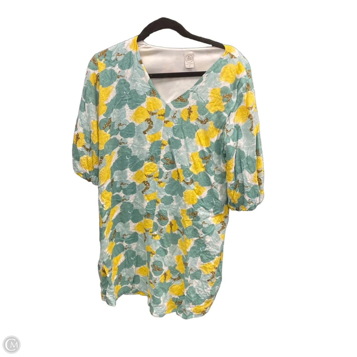 Dress Casual Short By Paper Crane In Green & Yellow, Size: M