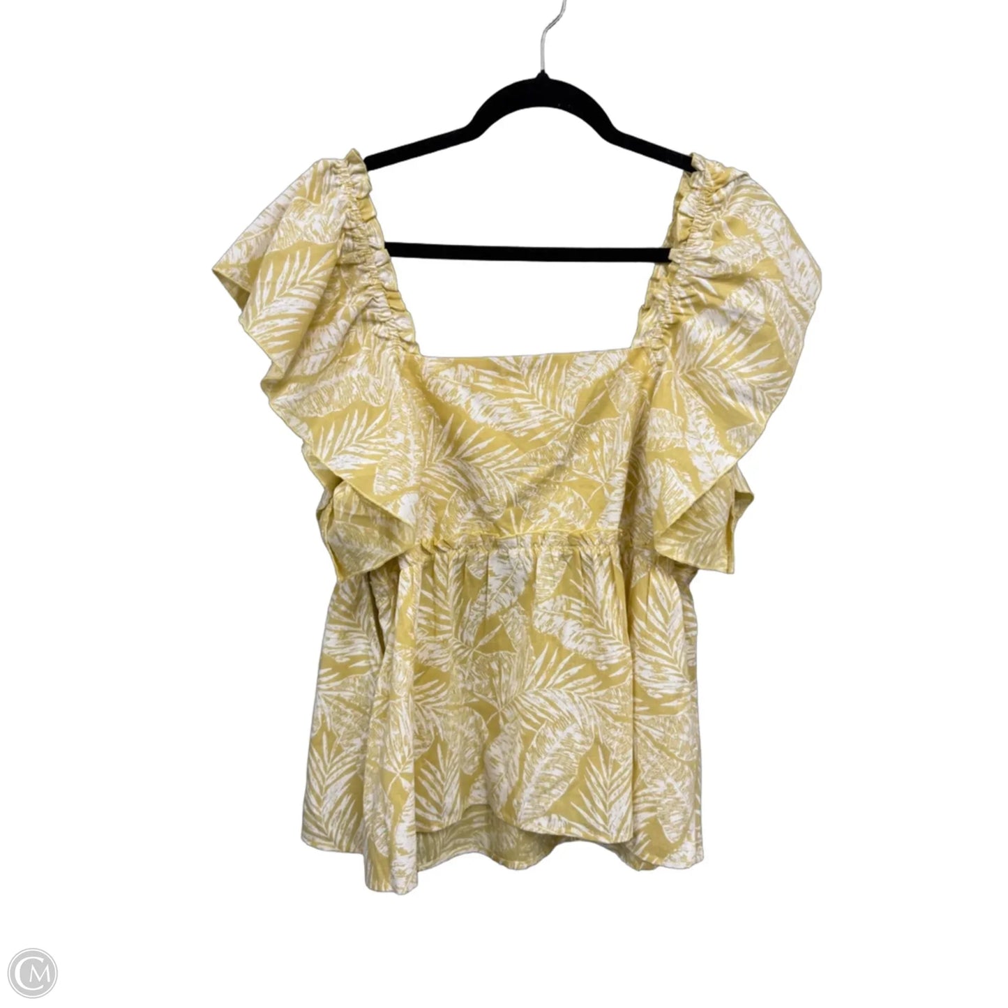 Top Short Sleeve By Doe & Rae In Gold & White, Size: L