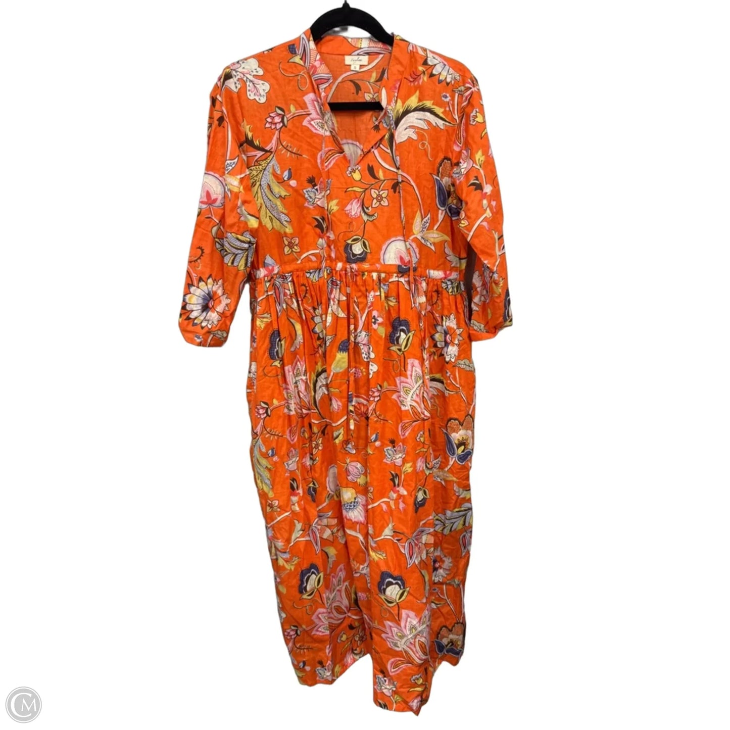 Dress Casual Midi By Clothes Mentor In Orange & Yellow, Size: S