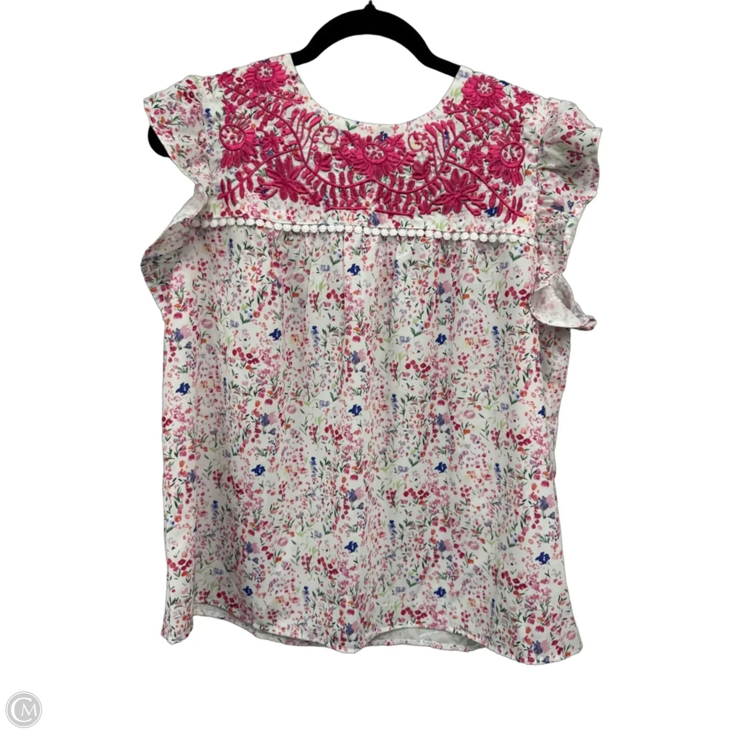 Top Short Sleeve By Clothes Mentor In Pink & White, Size: L