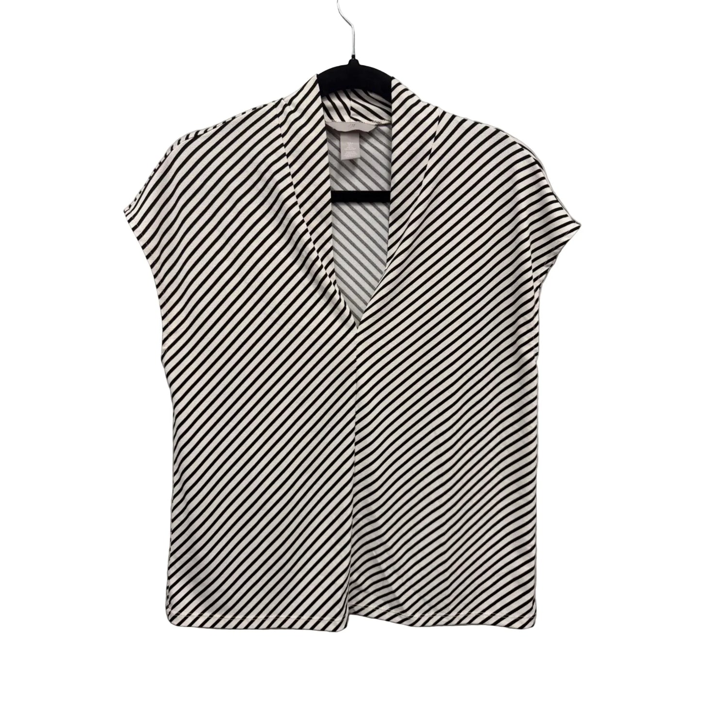 Top Short Sleeve By H&m In Black & Cream, Size: S