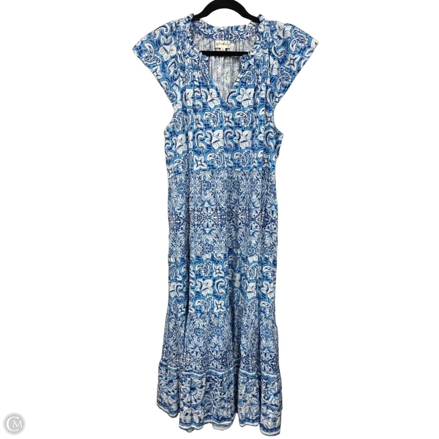 Dress Casual Midi By Wonderly In Blue & White, Size: 2x