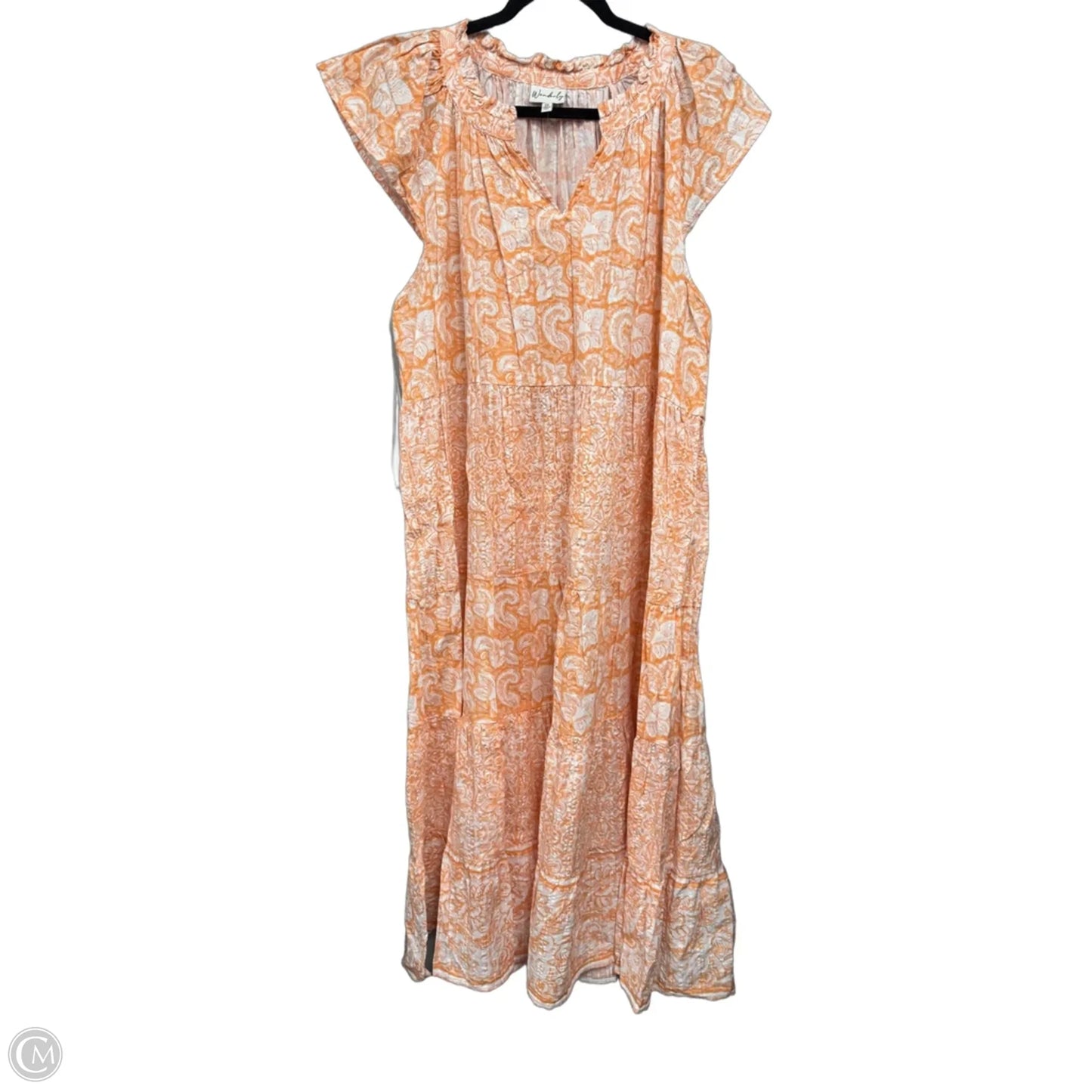 Dress Casual Midi By Wonderly In Orange & White, Size: 2x