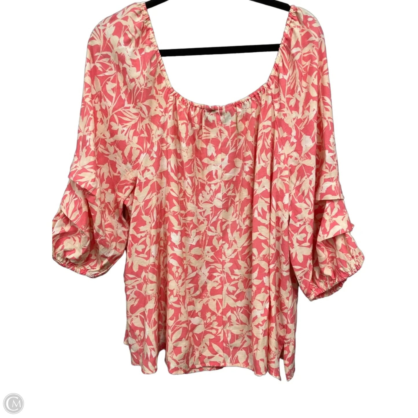 Top Short Sleeve By Lane Bryant In Cream & Pink, Size: 18