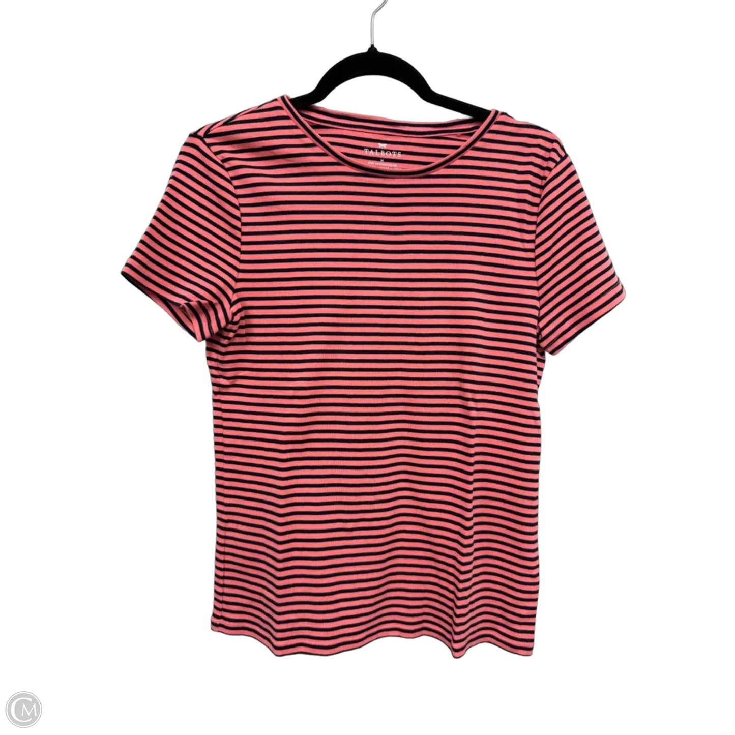 Top Short Sleeve Basic By Talbots In Black & Orange, Size: M