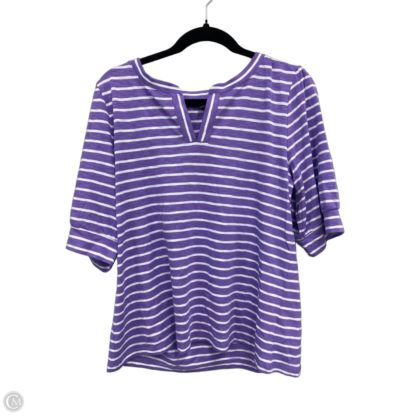 Top Short Sleeve By Talbots In Purple & White, Size: L
