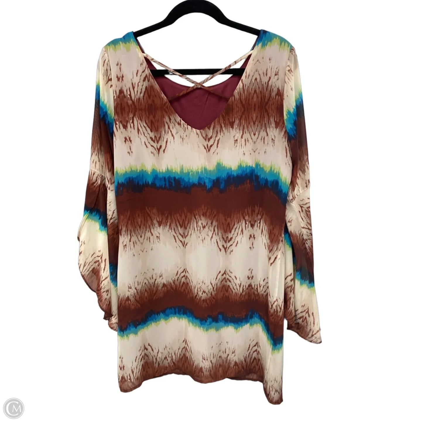 Dress Casual Short By Fabrik In Blue & Brown, Size: M