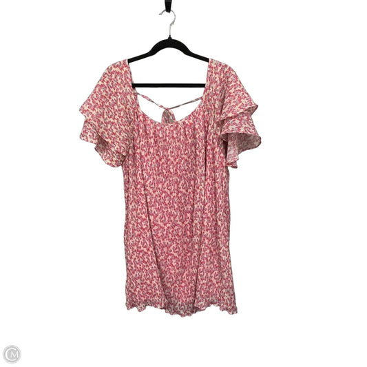 Dress Casual Short By Clothes Mentor In Cream & Pink, Size: L