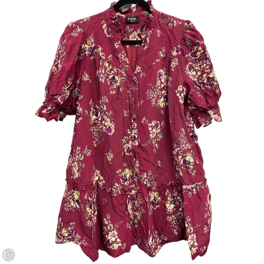 Dress Casual Short By Fate In Cream & Purple, Size: L