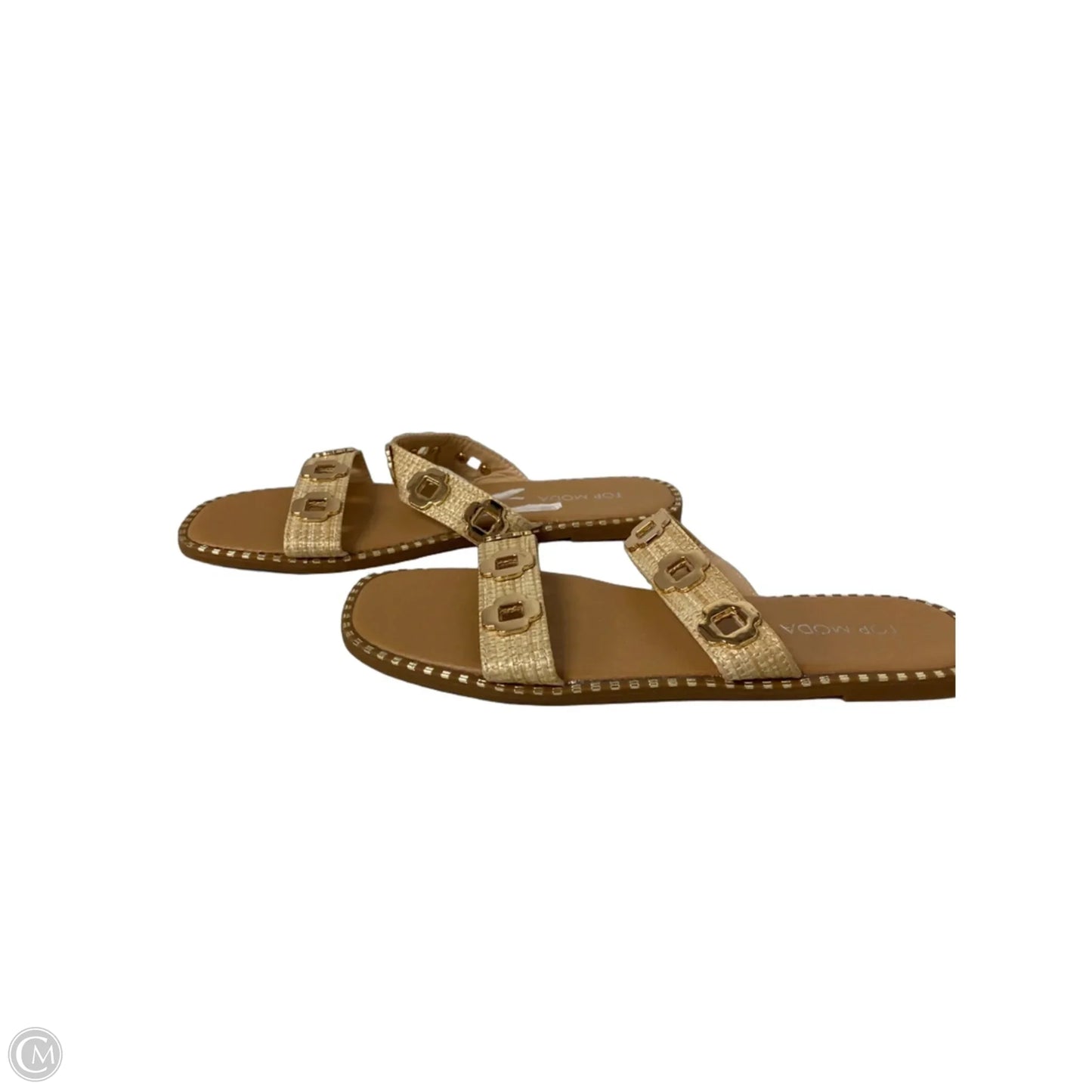 Sandals Flats By Top Moda In Gold & Tan, Size: 6.5