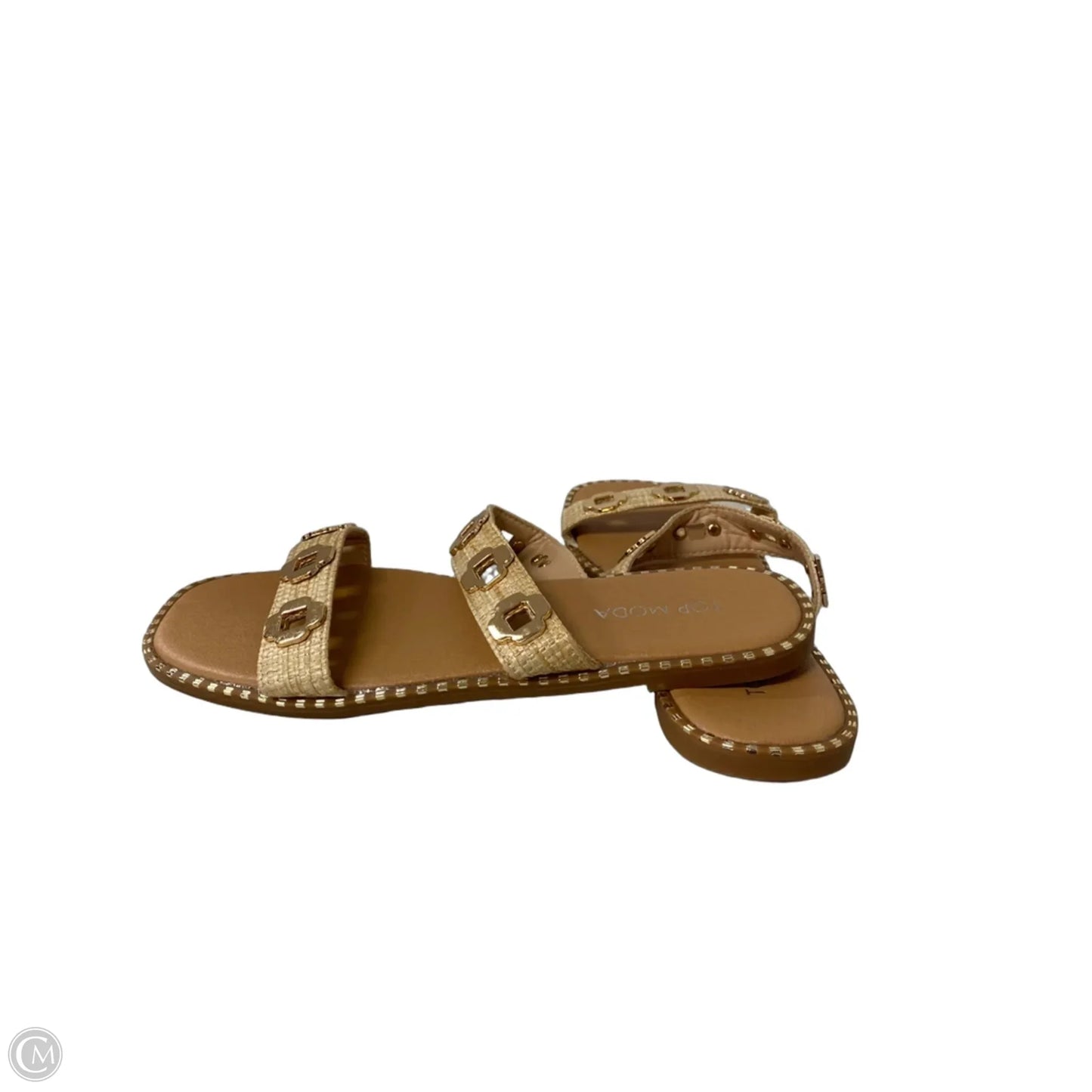 Sandals Flats By Top Moda In Gold & Tan, Size: 6.5