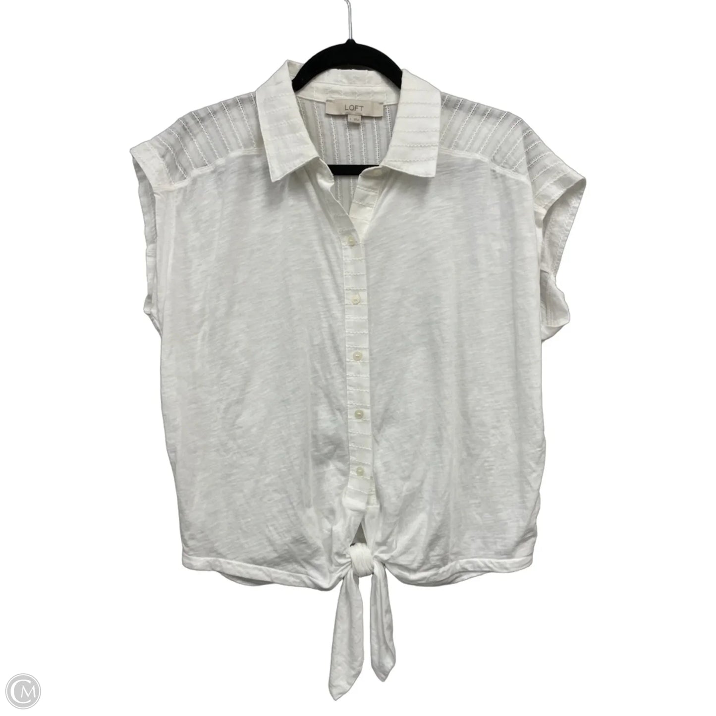 Top Short Sleeve By Loft In Cream, Size: S