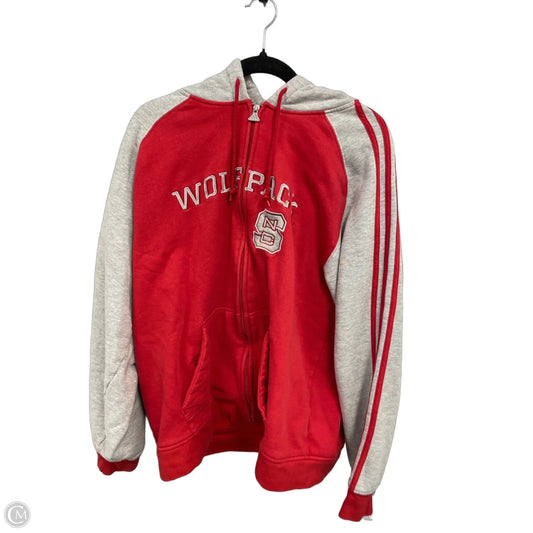 Sweatshirt Hoodie By Adidas In Grey & Red, Size: Xl