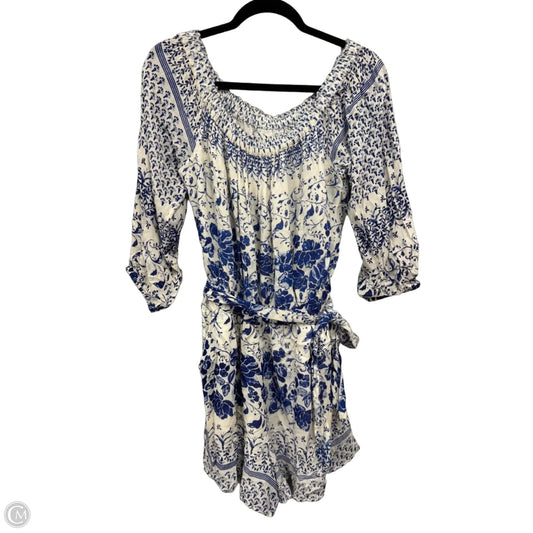 Romper By Anthropologie In Blue & White, Size: M
