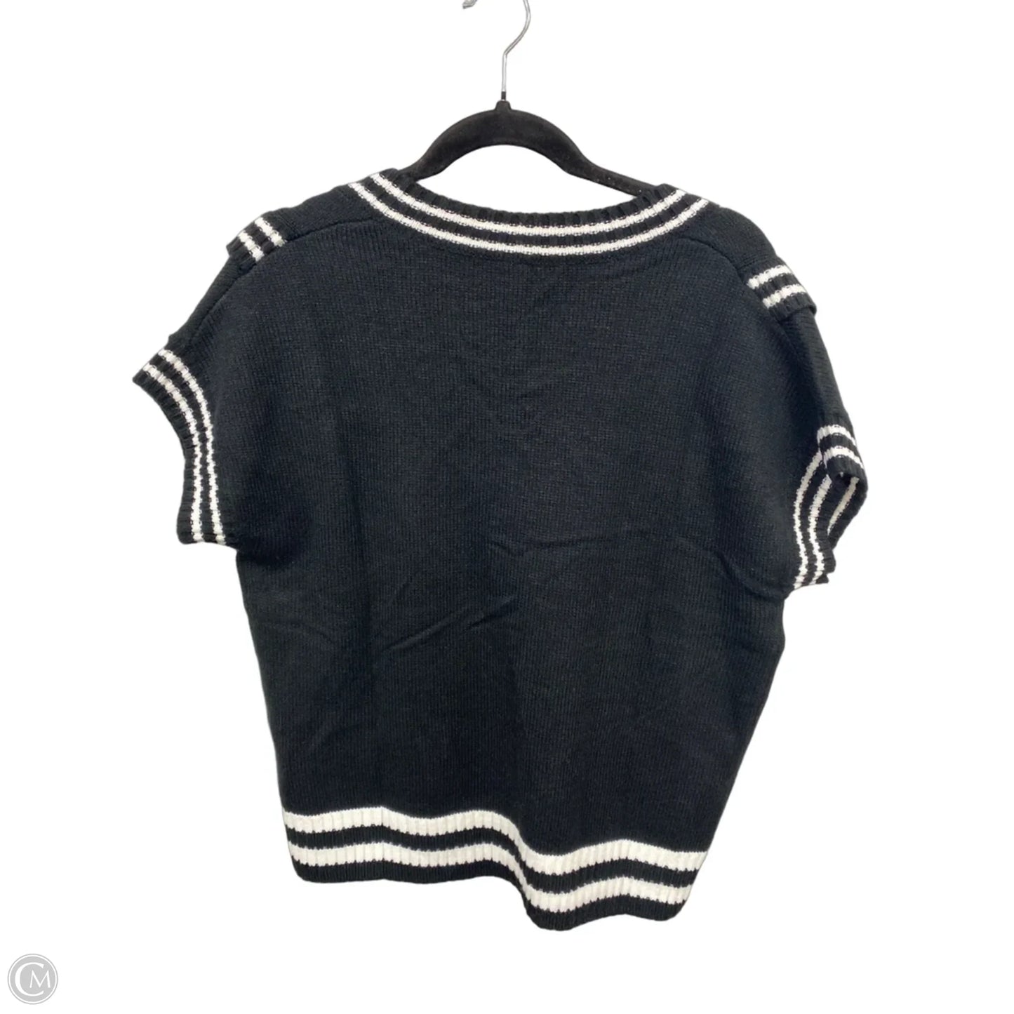 Sweater Short Sleeve By Clothes Mentor In Black & White, Size: M