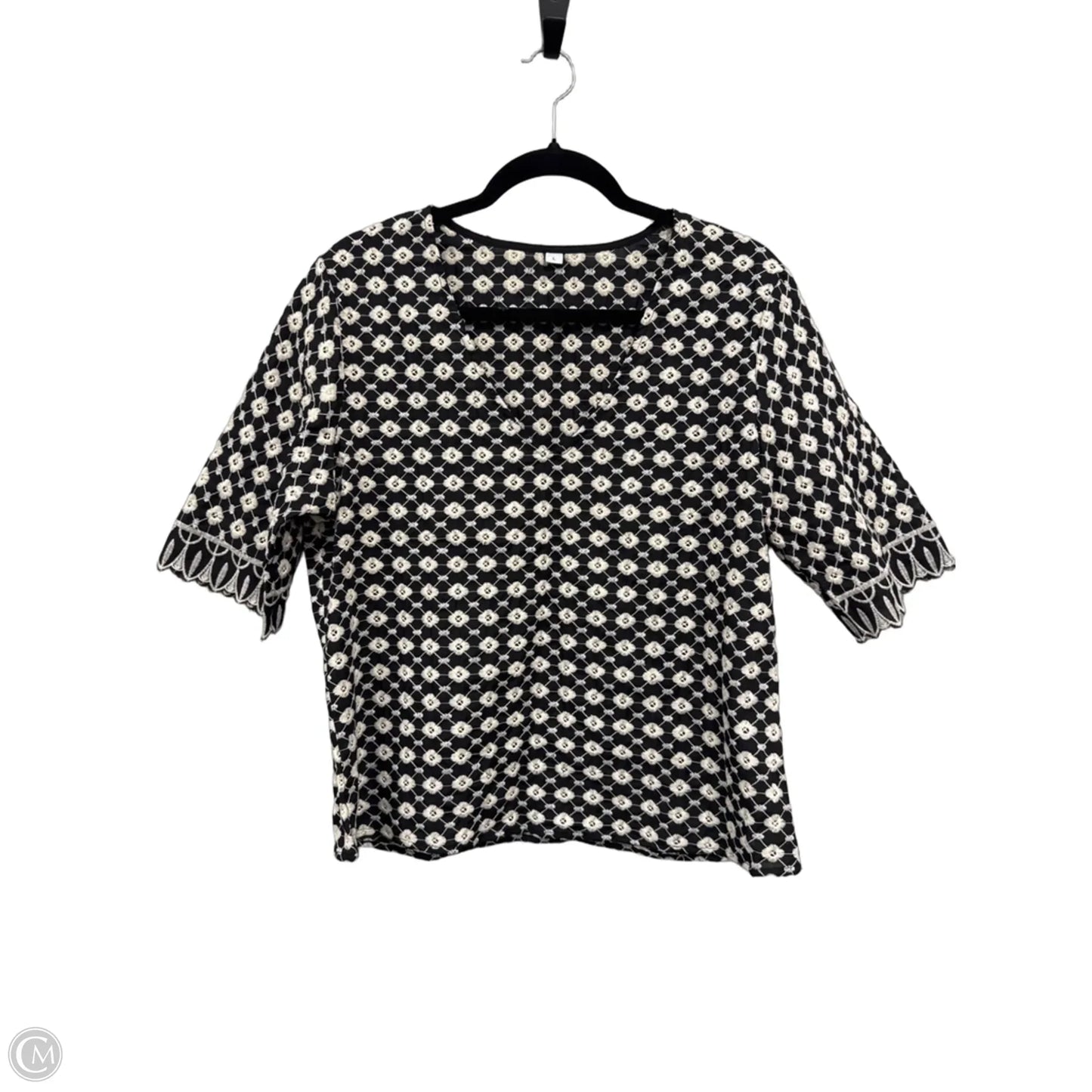 Top Short Sleeve By Clothes Mentor In Black & Cream, Size: L