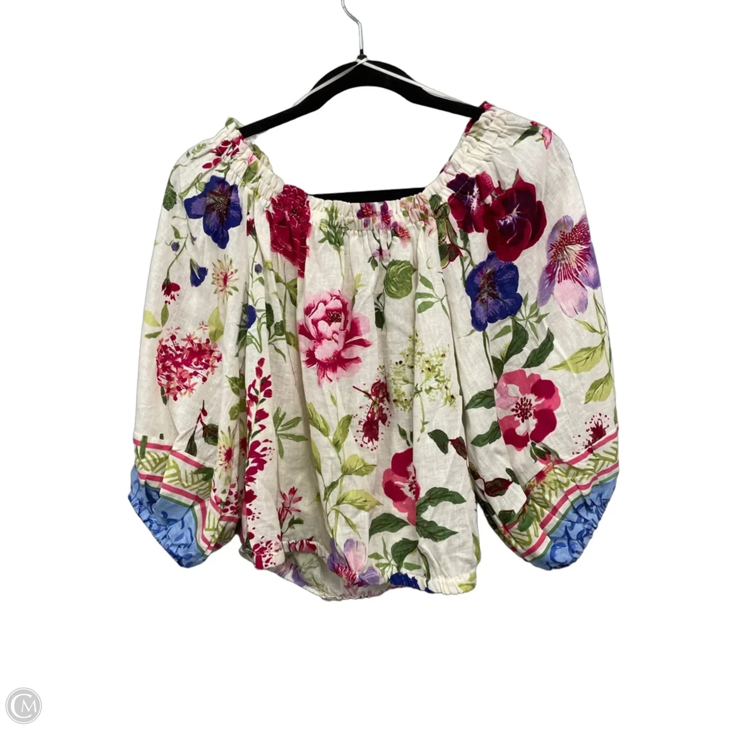 Top Short Sleeve By Christian Siriano In Cream & Pink, Size: S