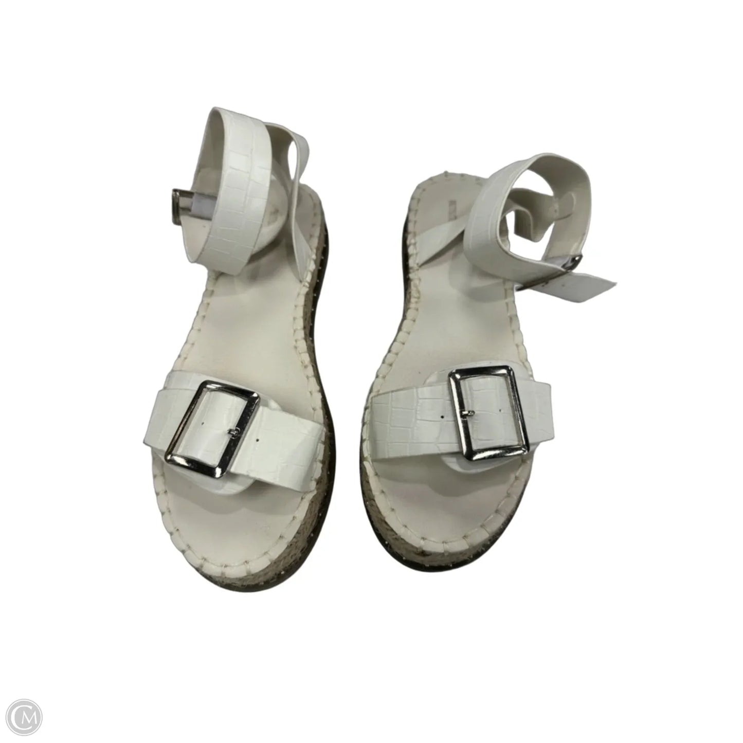Sandals Heels Platform By Pretty Little Thing In Cream, Size: 10.5