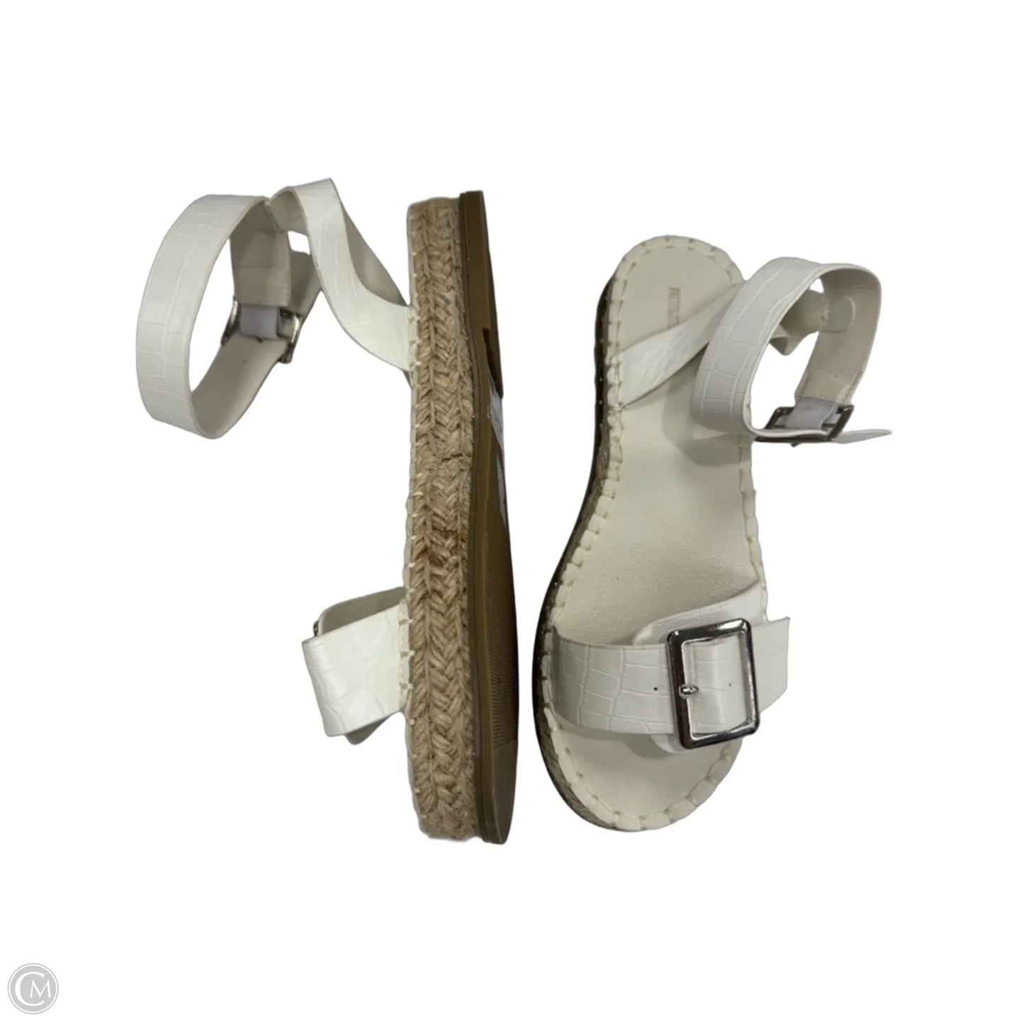 Sandals Heels Platform By Pretty Little Thing In Cream, Size: 10.5