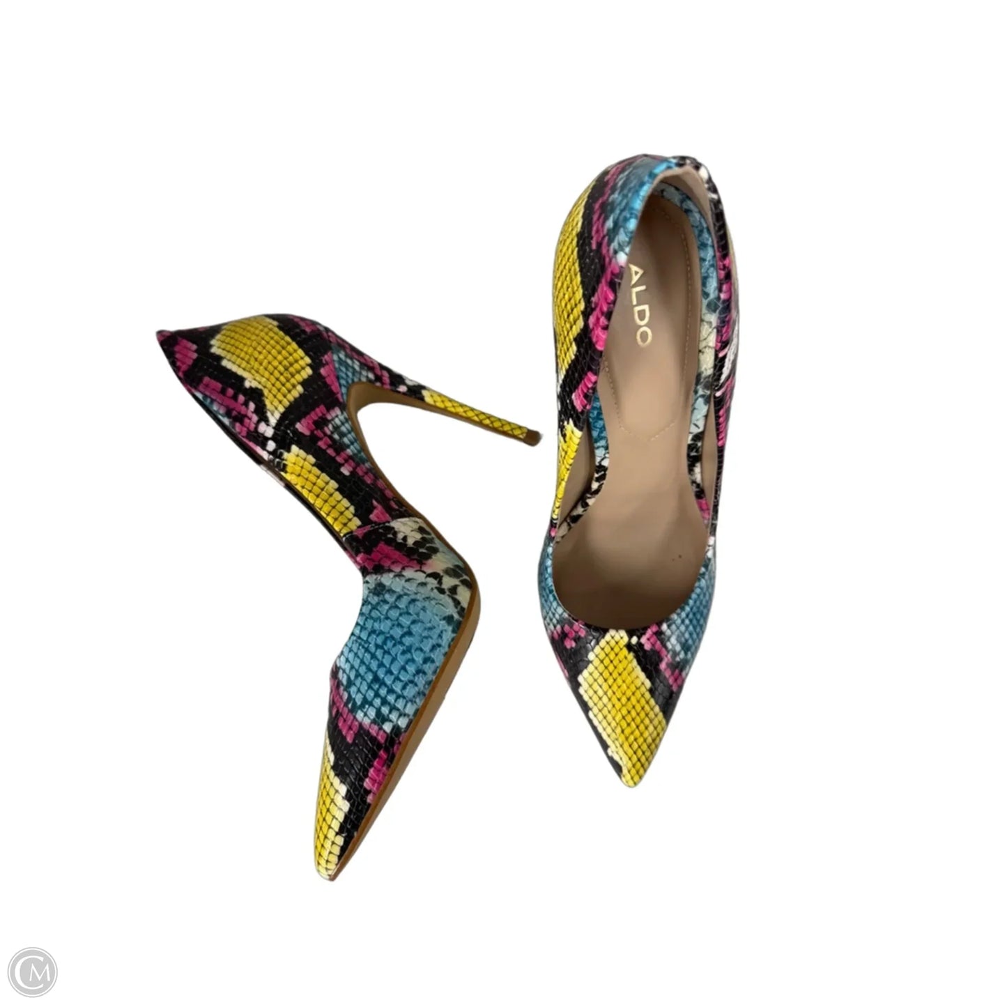 Shoes Heels Stiletto By Aldo In Black & Yellow, Size: 7