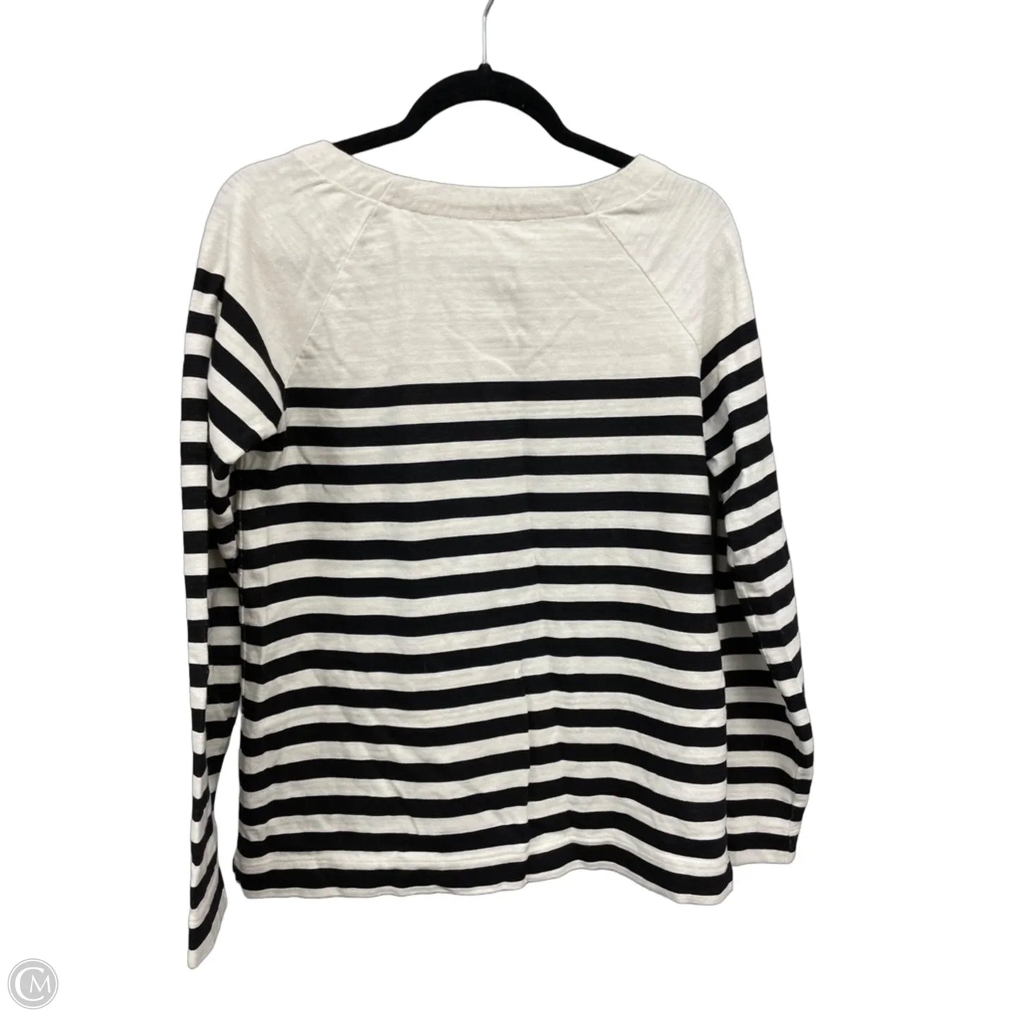 Top Long Sleeve By Loft In Black & Cream, Size: S