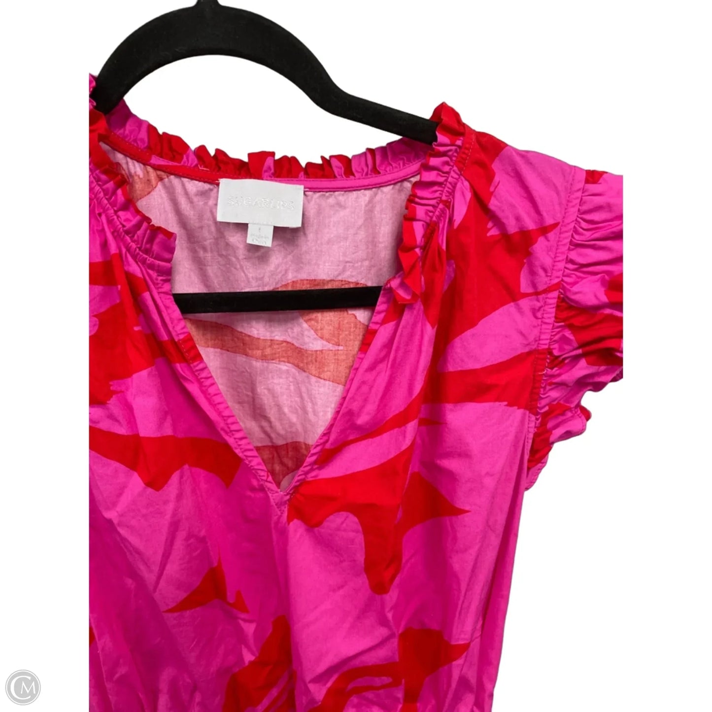 Dress Casual Short By Sugar Lips In Pink & Red, Size: L