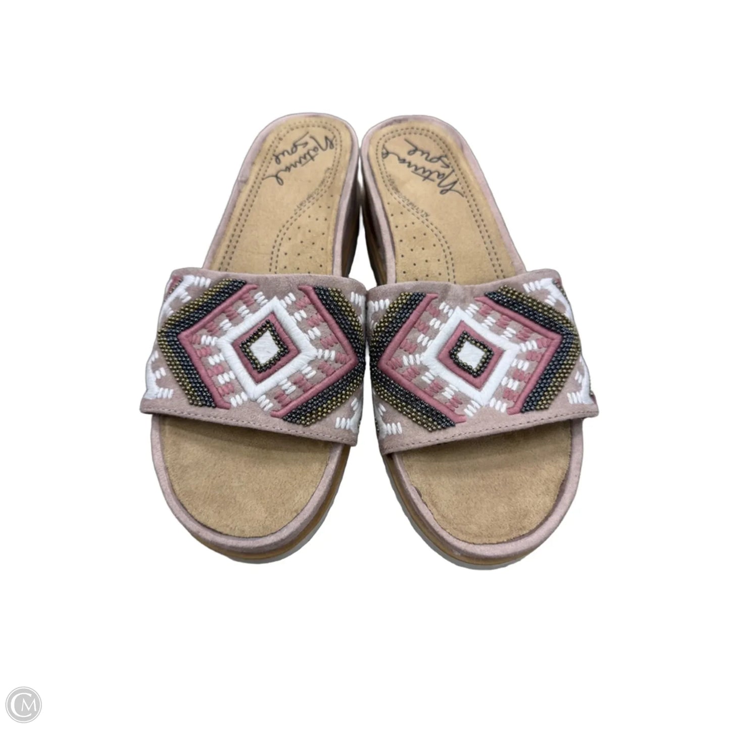 Sandals Heels Wedge By Natural Soul In Pink & Tan, Size: 9.5
