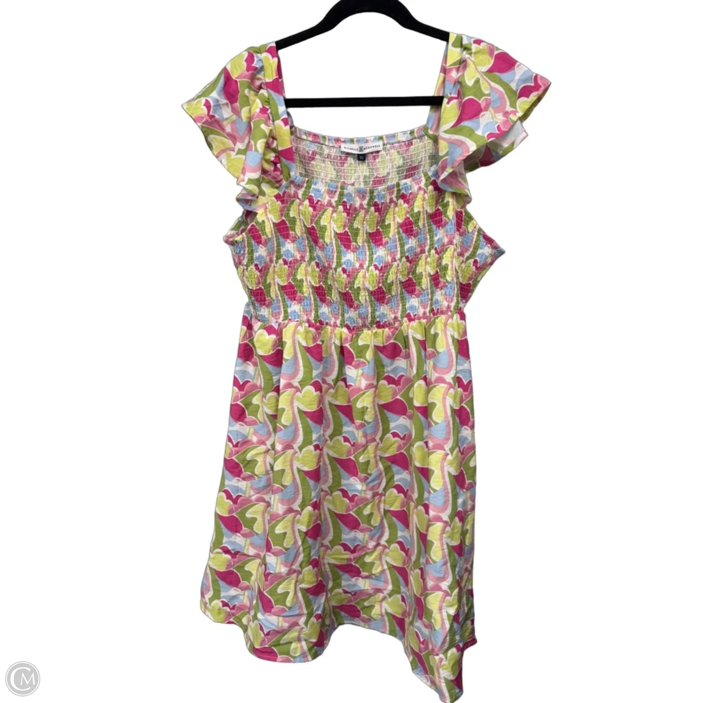 Dress Casual Short By Michelle Mcdowell In Green & Pink, Size: Xl