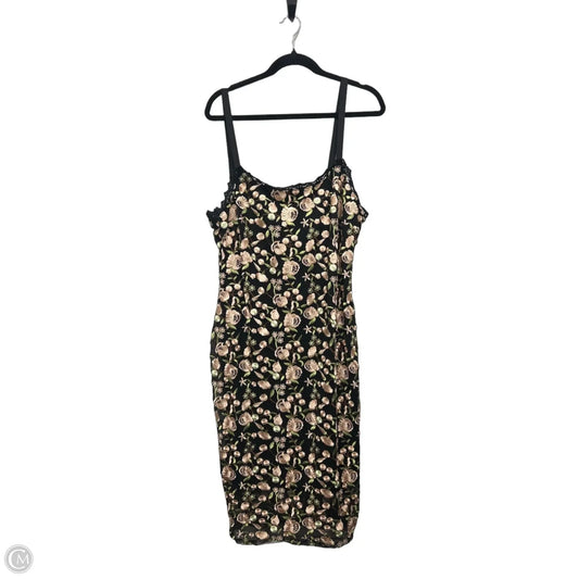 Dress Casual Midi By Luxology In Black & Orange, Size: 18