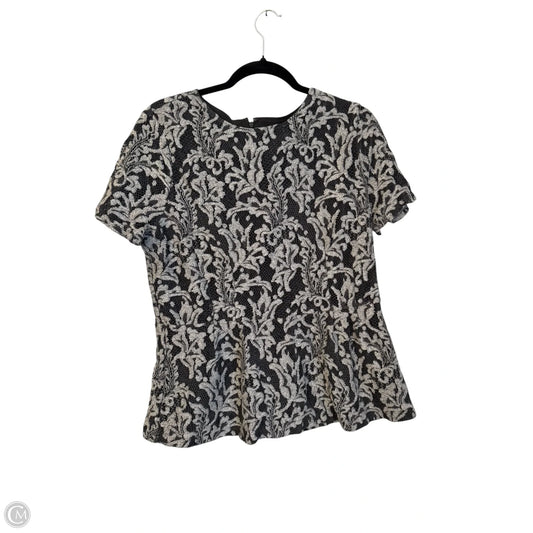 Blouse Short Sleeve By Ann Taylor In Grey, Size: L