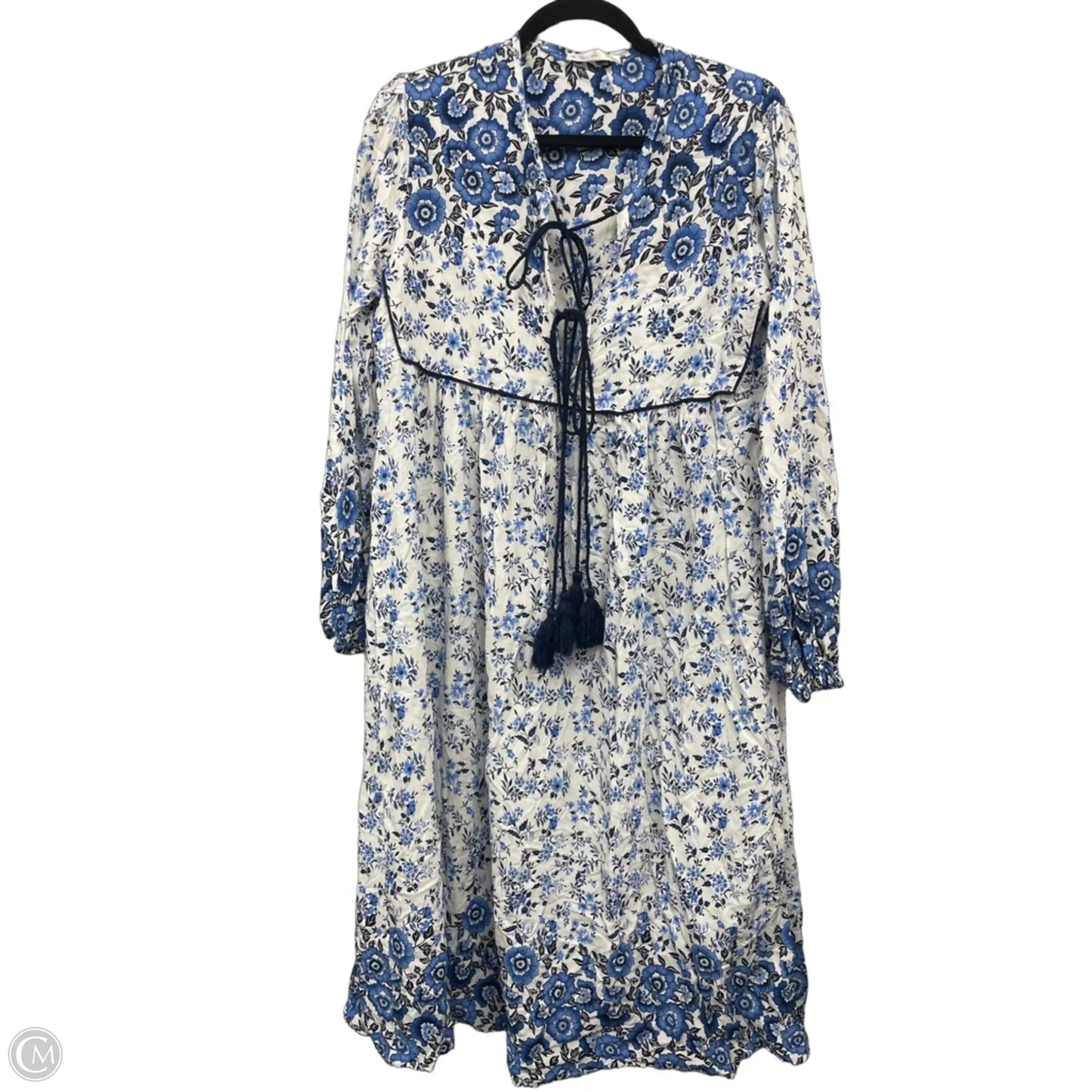Dress Casual Midi By Clothes Mentor In Blue & White, Size: Xl